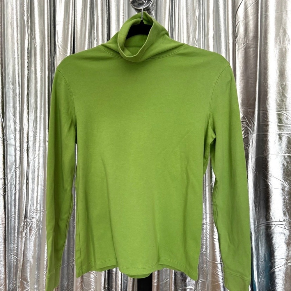 L.L.Bean Green Cotton Turtleneck Top